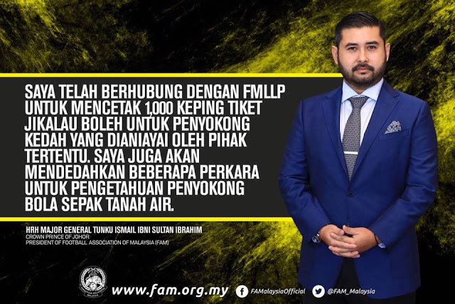 TMJ Umum 1000 Tambahan Tiket Percuma Kepada Penyokong Kedah, Turut Dedahkan Siapa Dalang Sebalik Penipuan Itu! TMJ Umum 1000 Tambahan Tiket Percuma Kepada Penyokong Kedah, Turut Dedahkan Siapa Dalang Sebalik Penipuan Itu!